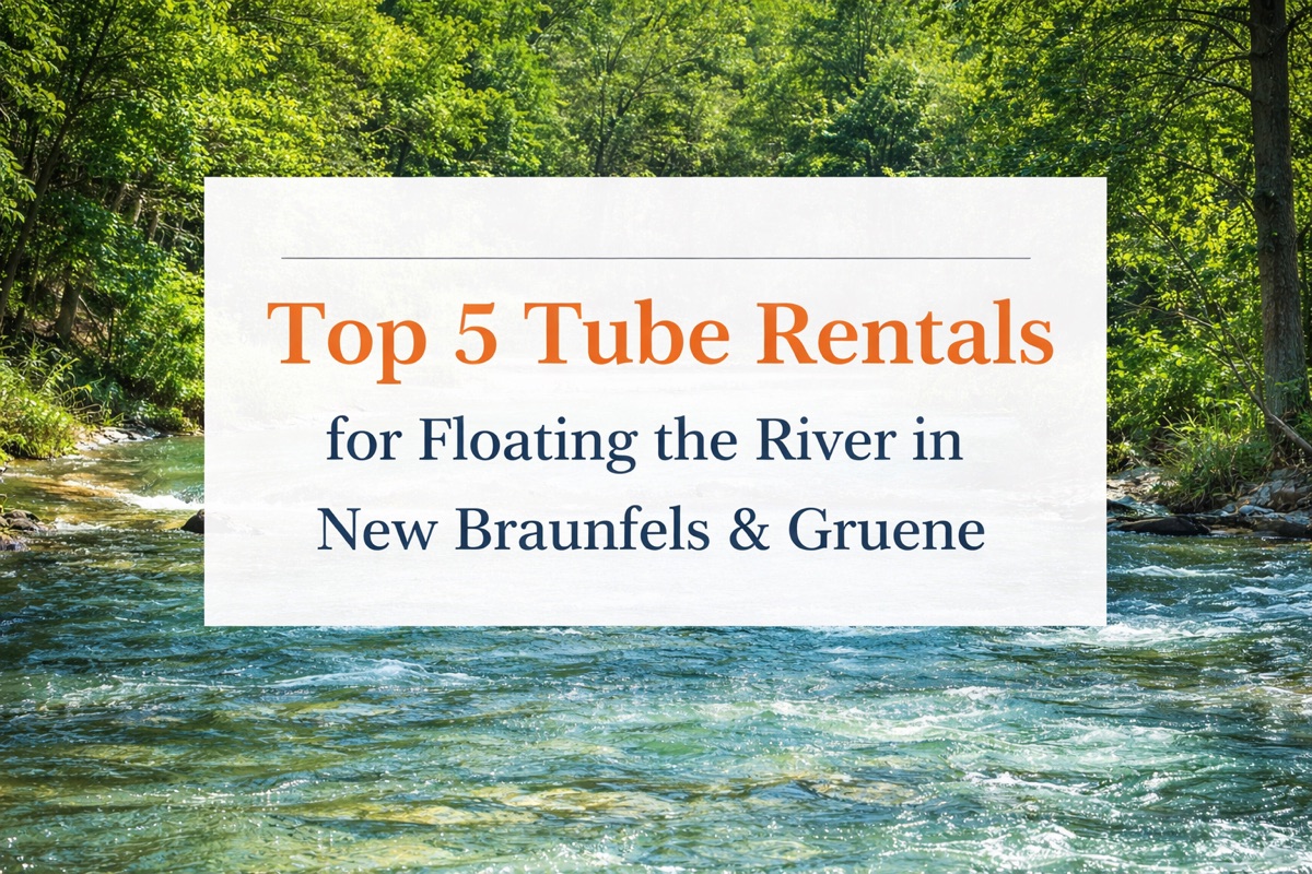 Guests floating the Guadalupe River with tubes near New Braunfels, Texas